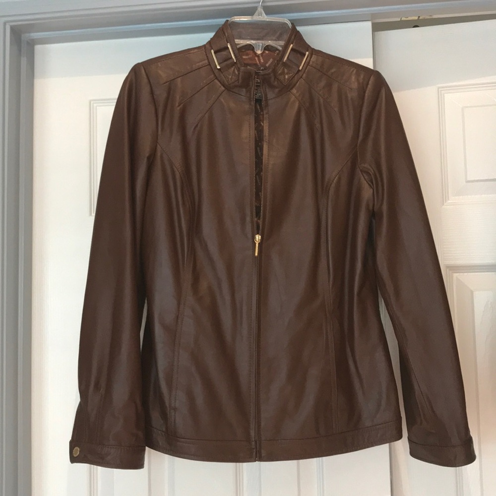 Brown leather jacket